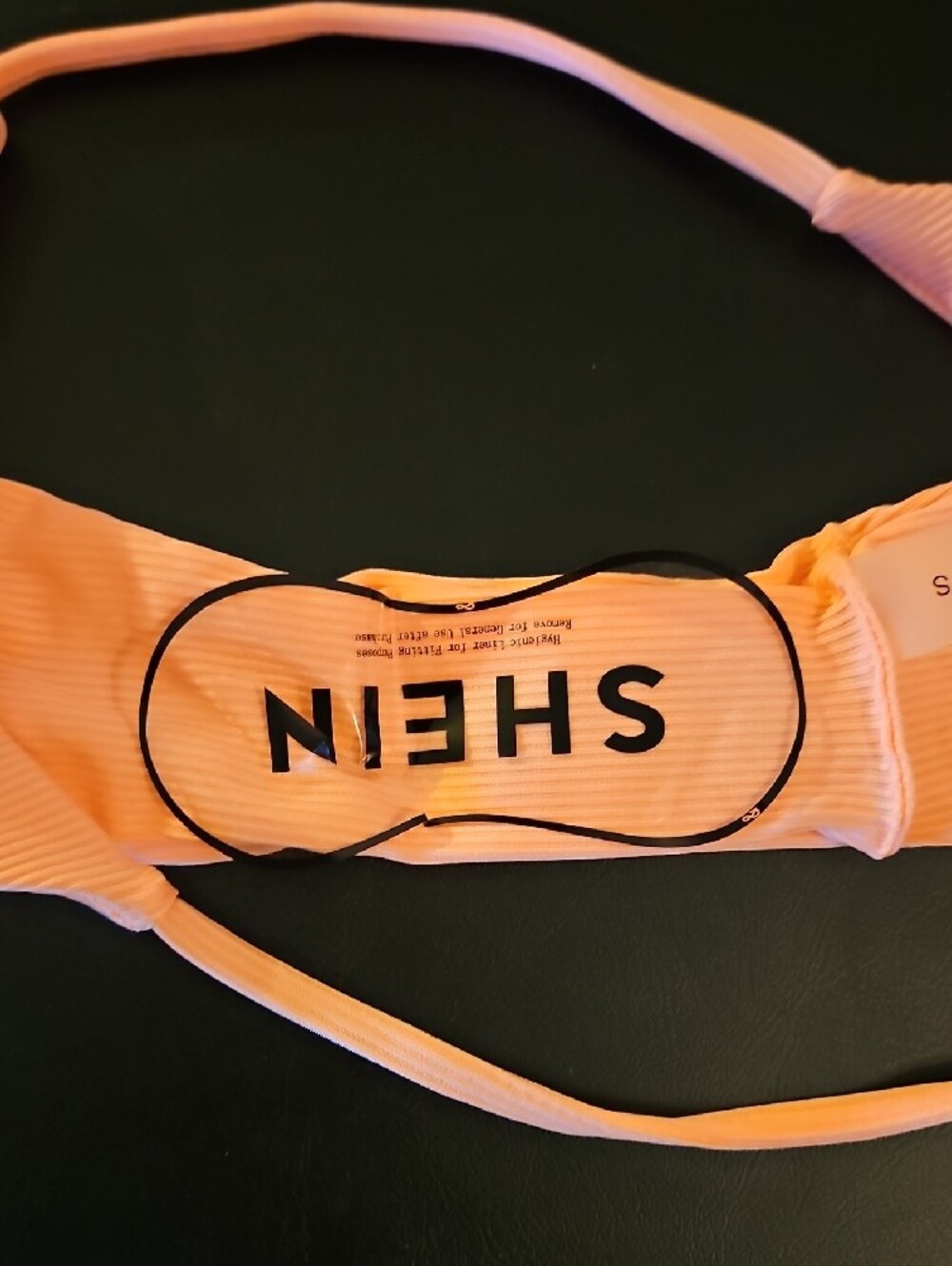SHEIN Peach Ribbed Triangle Bikini Set - Picture 3 of 4